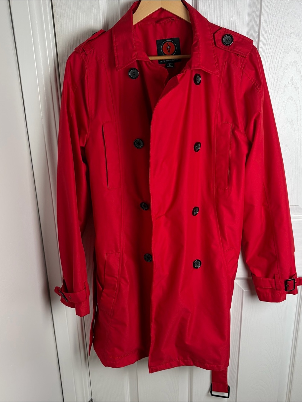 Scottevest Women’s Red Double-Breasted Trench Coat good condition! Anti theft